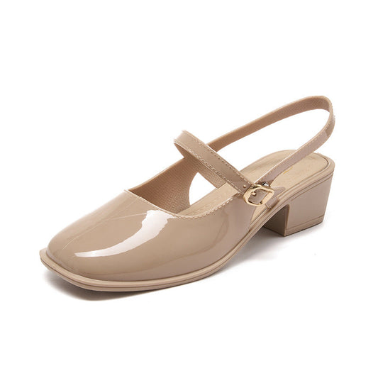 Ladies' Versatile Mary Jane Coarse Heel Shallow Mouth Baotou High Heels