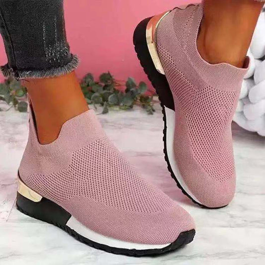 Casual Round Toe Flat-heel Low-top Mesh Sneakers