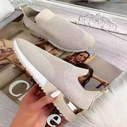 Casual Round Toe Flat-heel Low-top Mesh Sneakers