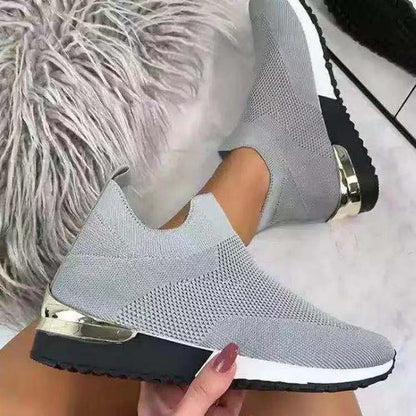 Casual Round Toe Flat-heel Low-top Mesh Sneakers