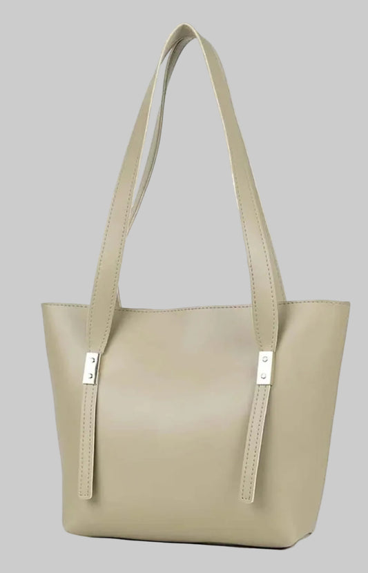 Beige handbag with a strap on a white background