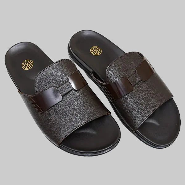 LEATHER SLIPPER - AR-004 BROWN