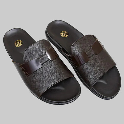 LEATHER SLIPPER - AR-004 BROWN