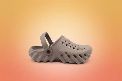 Gray clog shoe on a white background