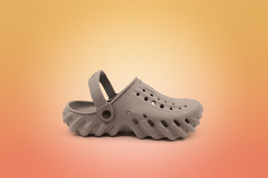 Gray clog shoe on a white background