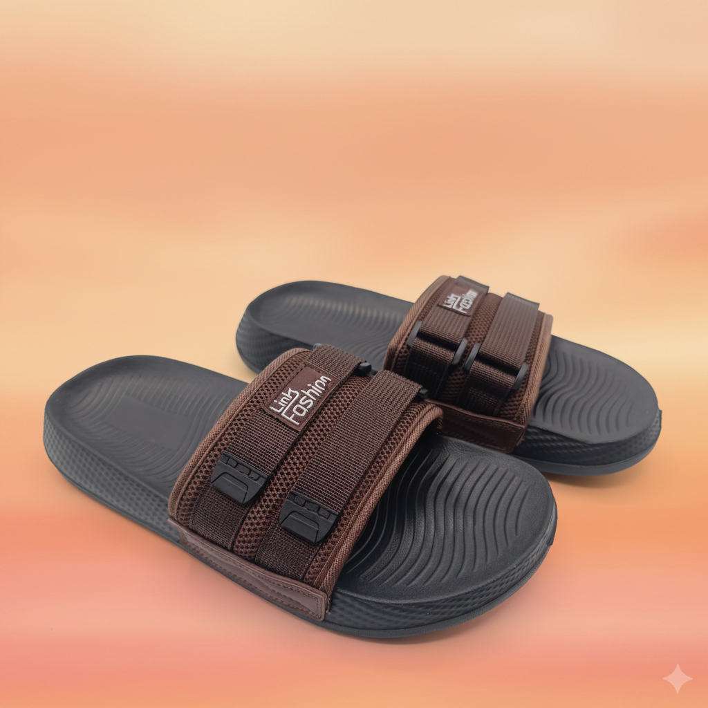 Brown sandals with straps on a white background