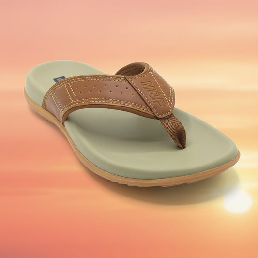 Brown and beige sandal on a white background