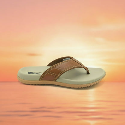 Brown and beige sandal on a white background