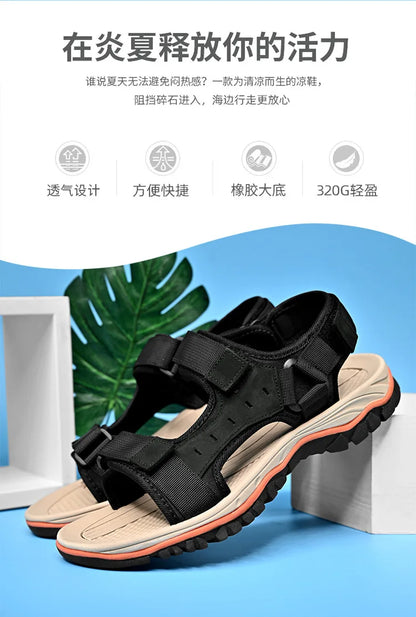 Summer 2025 Mens Sandals Beach Leather Sandals for Men Gladiator Sandals Outdoor Sports Male Summer Shoes Plus Size 38-47