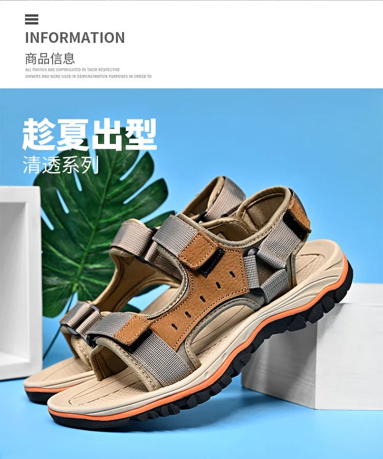 Summer 2025 Mens Sandals Beach Leather Sandals for Men Gladiator Sandals Outdoor Sports Male Summer Shoes Plus Size 38-47