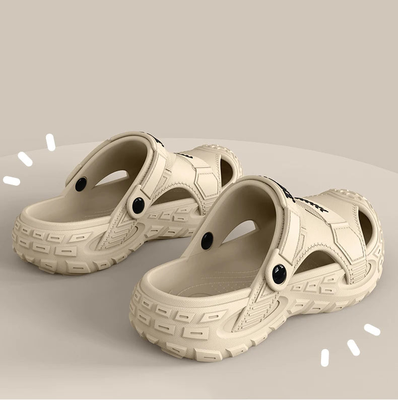 EVA sandals for men in summer, thick soft soled for outdoor wear, beach shoes for casual sports, and perforated shoes