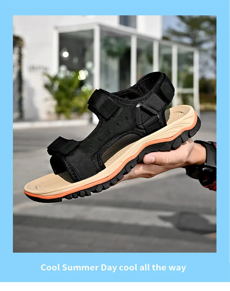 Summer 2025 Mens Sandals Beach Leather Sandals for Men Gladiator Sandals Outdoor Sports Male Summer Shoes Plus Size 38-47
