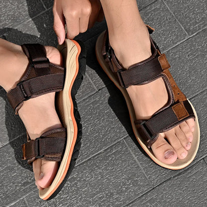 Summer 2025 Mens Sandals Beach Leather Sandals for Men Gladiator Sandals Outdoor Sports Male Summer Shoes Plus Size 38-47