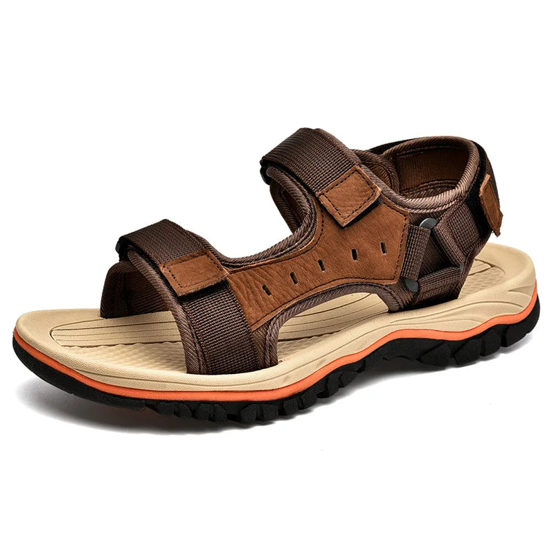 Summer 2025 Mens Sandals Beach Leather Sandals for Men Gladiator Sandals Outdoor Sports Male Summer Shoes Plus Size 38-47