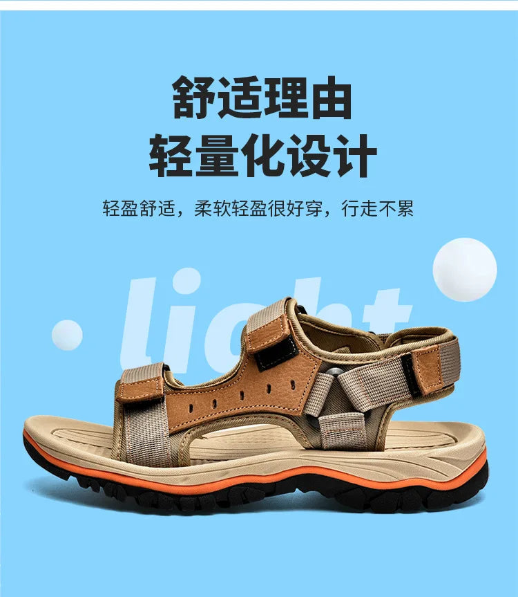 Summer 2025 Mens Sandals Beach Leather Sandals for Men Gladiator Sandals Outdoor Sports Male Summer Shoes Plus Size 38-47