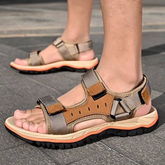 Summer 2025 Mens Sandals Beach Leather Sandals for Men Gladiator Sandals Outdoor Sports Male Summer Shoes Plus Size 38-47