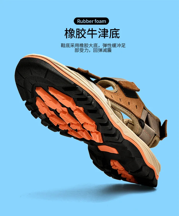 Summer 2025 Mens Sandals Beach Leather Sandals for Men Gladiator Sandals Outdoor Sports Male Summer Shoes Plus Size 38-47
