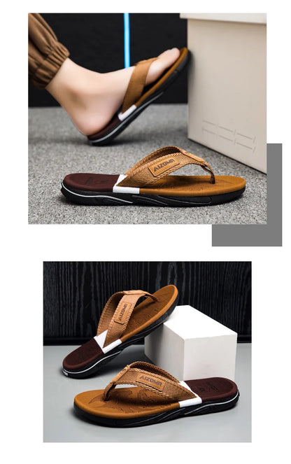 High-end men's flip-flops 2025, anti-slip, wear-resistant, odorless, new summer outerwear flip-flops, beach sandals