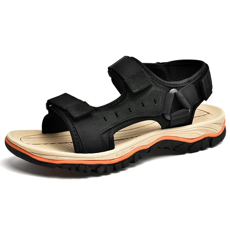 Summer 2025 Mens Sandals Beach Leather Sandals for Men Gladiator Sandals Outdoor Sports Male Summer Shoes Plus Size 38-47
