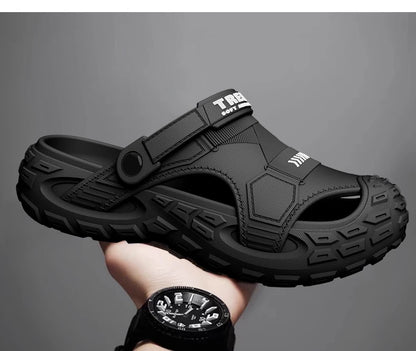 EVA sandals for men in summer, thick soft soled for outdoor wear, beach shoes for casual sports, and perforated shoes