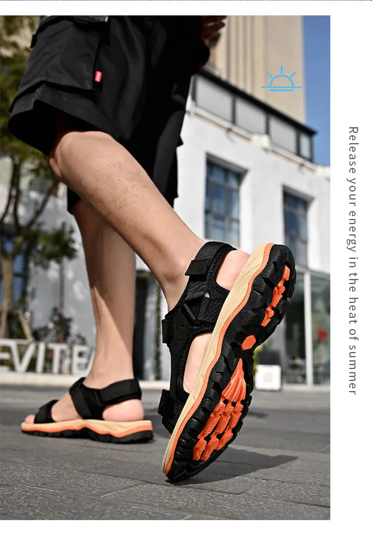 Summer 2025 Mens Sandals Beach Leather Sandals for Men Gladiator Sandals Outdoor Sports Male Summer Shoes Plus Size 38-47