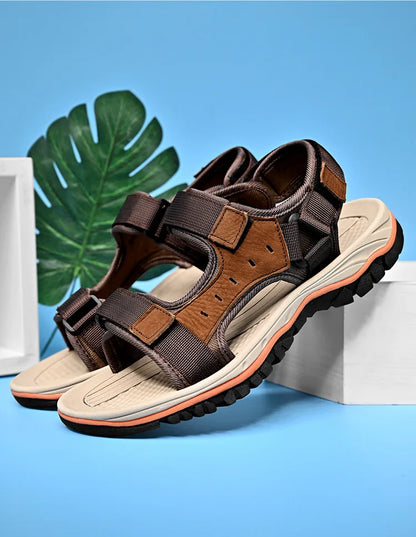 Summer 2025 Mens Sandals Beach Leather Sandals for Men Gladiator Sandals Outdoor Sports Male Summer Shoes Plus Size 38-47