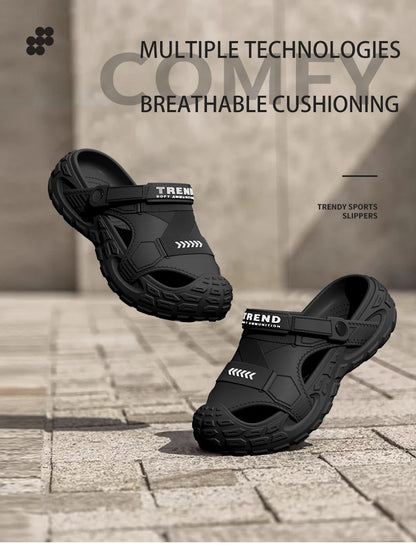 EVA sandals for men in summer, thick soft soled for outdoor wear, beach shoes for casual sports, and perforated shoes