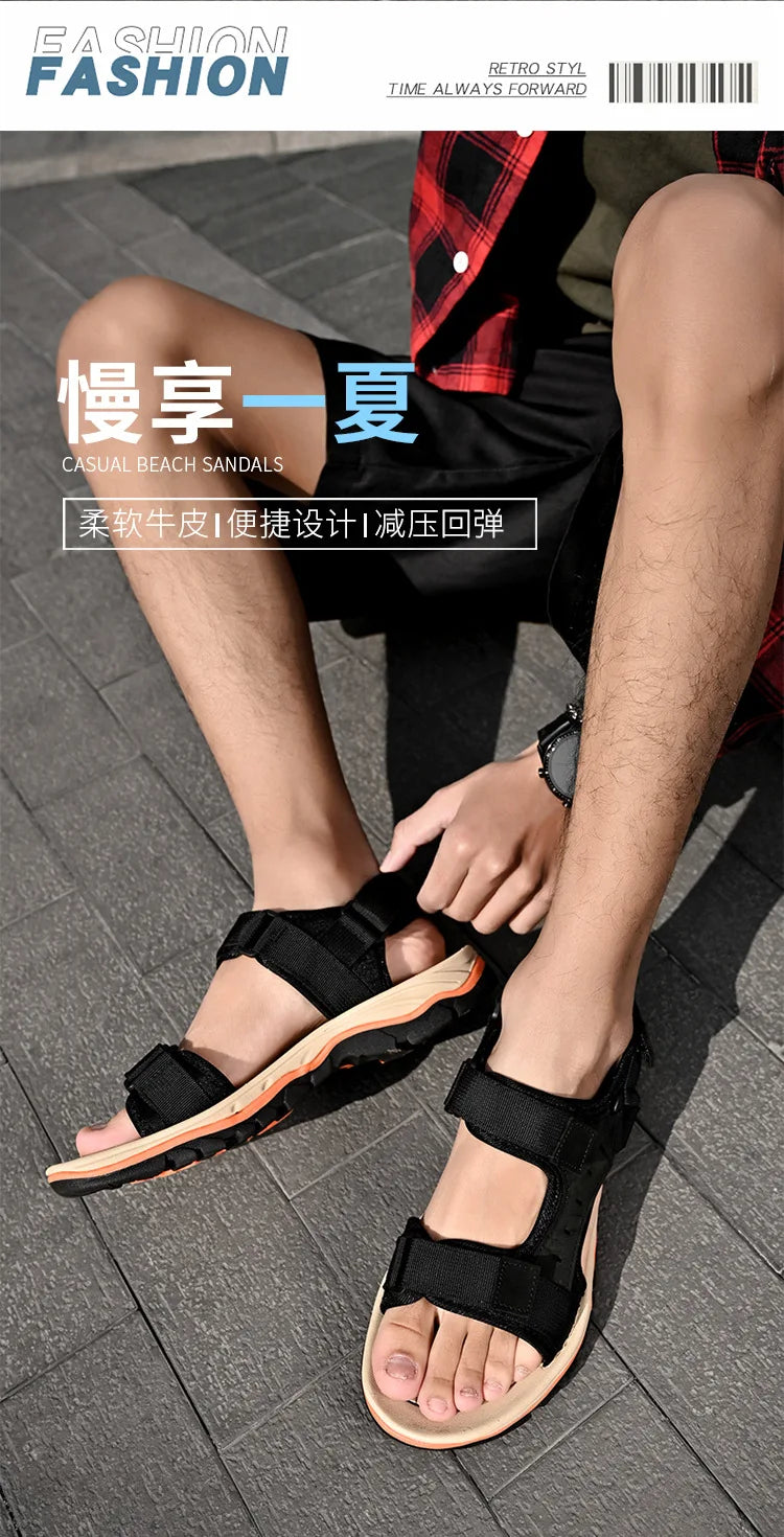 Summer 2025 Mens Sandals Beach Leather Sandals for Men Gladiator Sandals Outdoor Sports Male Summer Shoes Plus Size 38-47