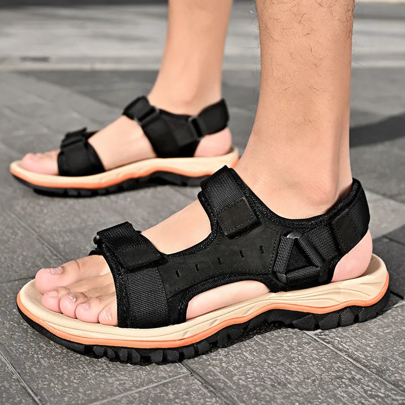 Summer 2025 Mens Sandals Beach Leather Sandals for Men Gladiator Sandals Outdoor Sports Male Summer Shoes Plus Size 38-47