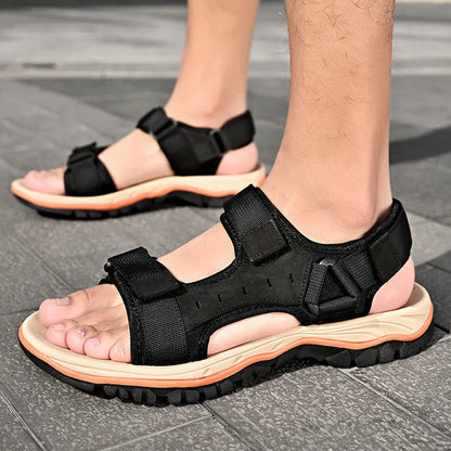 Summer 2025 Mens Sandals Beach Leather Sandals for Men Gladiator Sandals Outdoor Sports Male Summer Shoes Plus Size 38-47