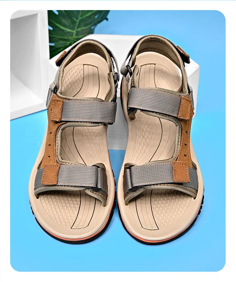 Summer 2025 Mens Sandals Beach Leather Sandals for Men Gladiator Sandals Outdoor Sports Male Summer Shoes Plus Size 38-47