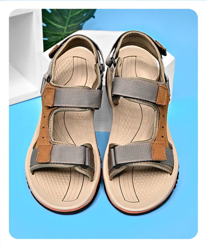 Summer 2025 Mens Sandals Beach Leather Sandals for Men Gladiator Sandals Outdoor Sports Male Summer Shoes Plus Size 38-47