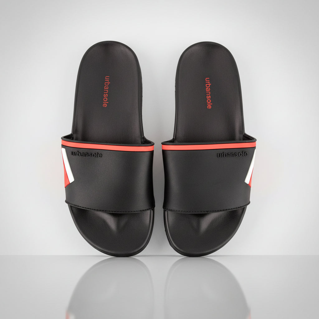 Black slides with red and white accents on a white background