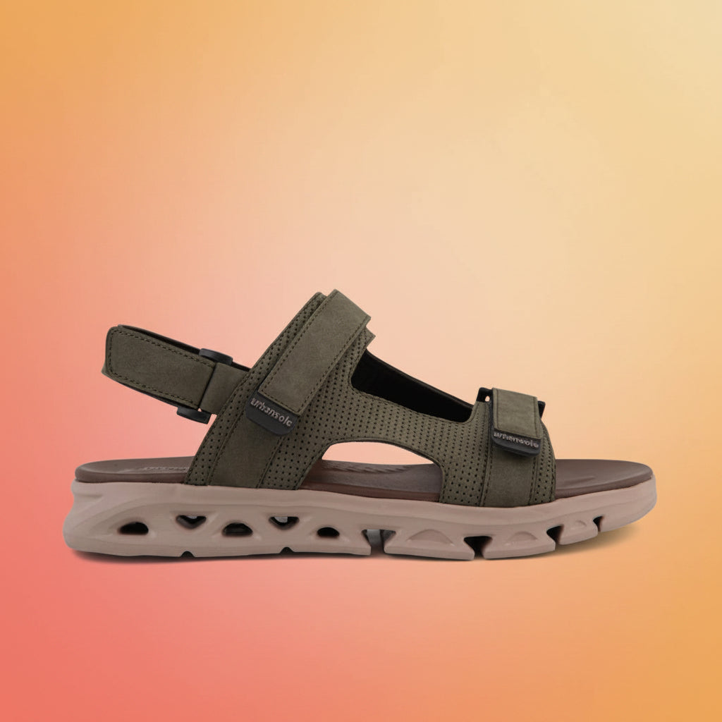 Green sandal with a white background